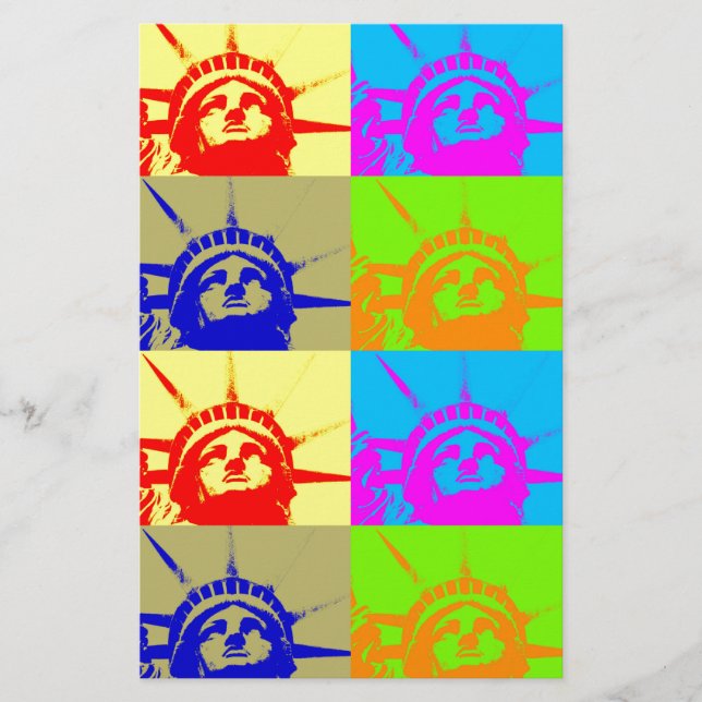 Papelaria Dama Liberdade Pop Art 4 Cores (Frente)