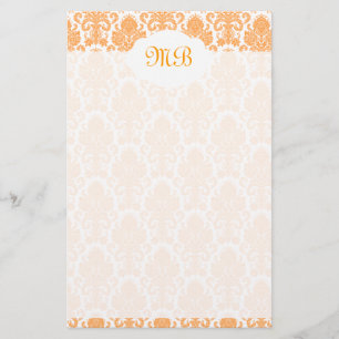 Papelaria Damasco alaranjado Monogrammed