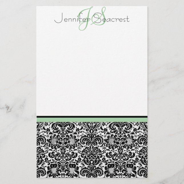Papelaria Damask, Green (Frente)