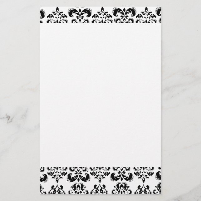 Papelaria DAMASK, preto e branco (Frente)