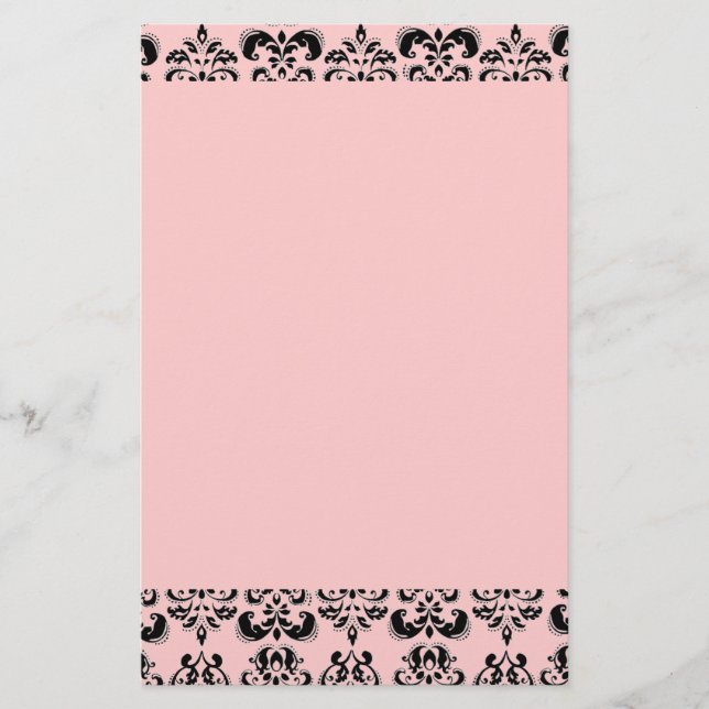 Papelaria DAMASK, preto e rosa (Frente)