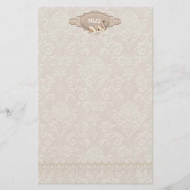 Papelaria Damask Swan Elegance (Frente)