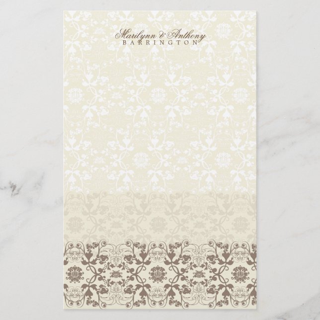 Papelaria Damask Swirls Lace Café Obrigado Stationery (Frente)