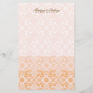 Papelaria Damask Swirls Lace Sorbet Obrigado Stationery