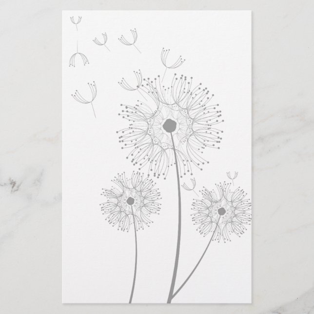 Papelaria Dandelion pura arte floral moderna (Frente)