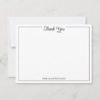 Papelaria de Agradecimento Preto e Branco com Letr
