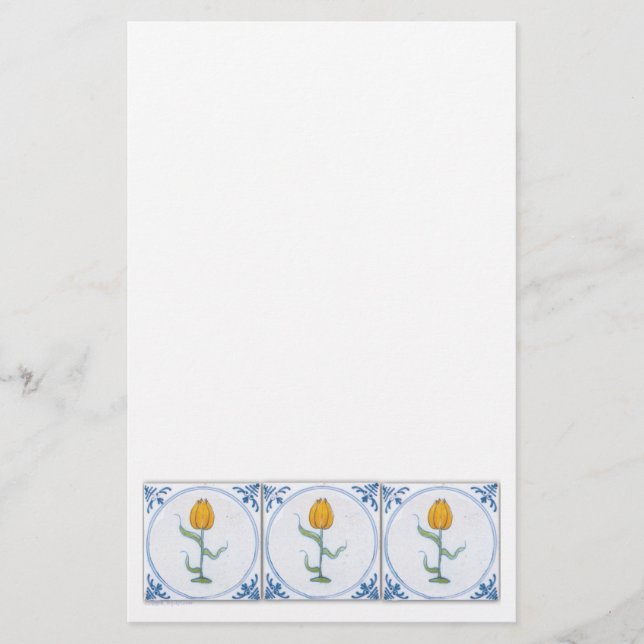 Papelaria de Arte com Azulejo de Tulipa Vintage (Frente)