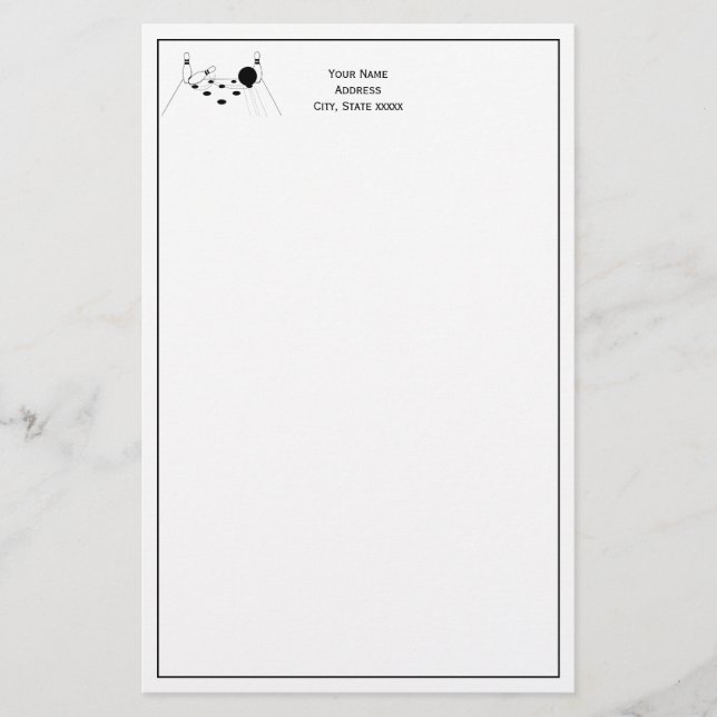 Papelaria de Bolas de boliche e cavilhas (Frente)