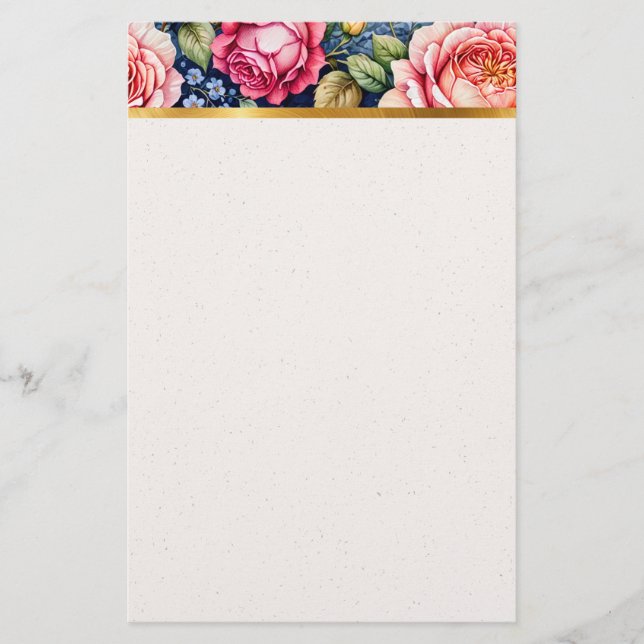 Papelaria de Cabeçalho Rosa de Cor Brilhante (Frente)