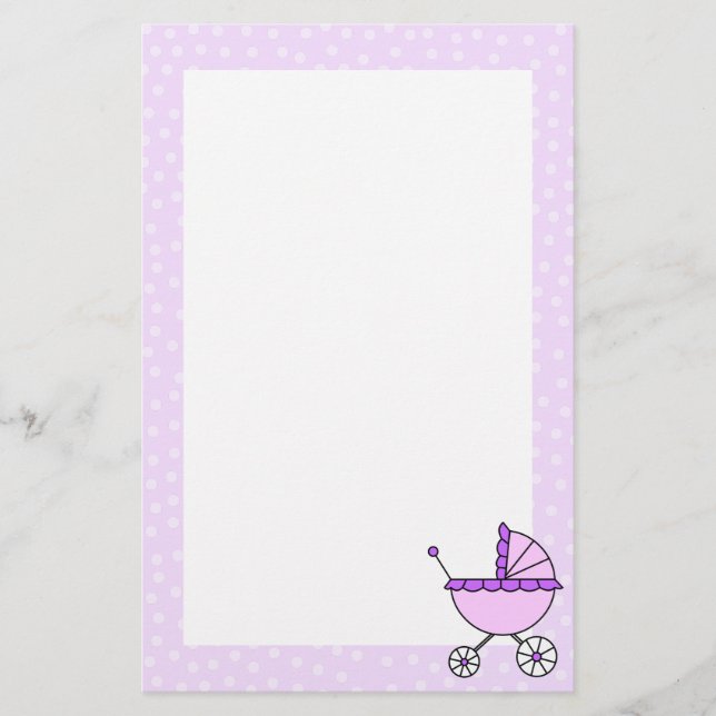 Papelaria de Carruagem de Bebê Roxo (Frente)