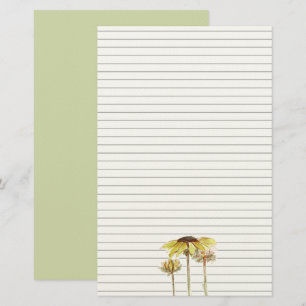 Papelaria de Carta com Girassóis Verde Escrita à M
