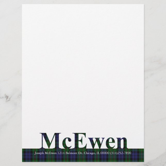 Papelaria de Carta com MacEwen Xadrez Elegante (Frente)