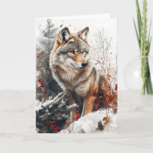 Papelaria de Cartão de Natal do Lobo de Inverno