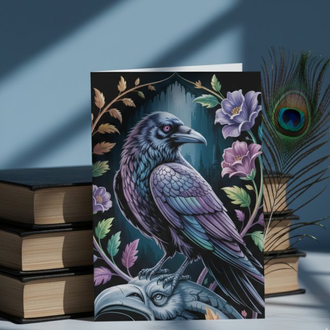 Papelaria de cartão de nota da Academia Sombria do (Gothic black raven note card)