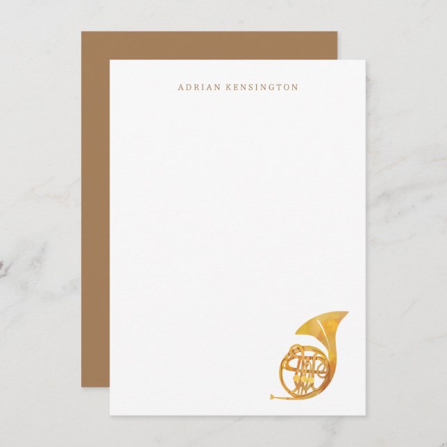 Papelaria de Corno Francês - Cartões com Nota de I (Frente/Verso)