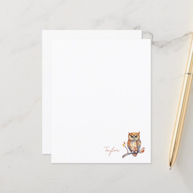 Papelaria de Coruja Personalizada (Frente/Verso In Situ)