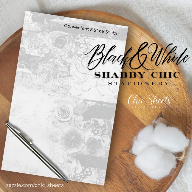 Papelaria de Design Shabby Chic Preto e Branco (Criador carregado)
