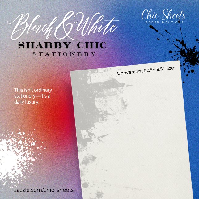 Papelaria de Design Shabby Chic Preto e Branco (Criador carregado)