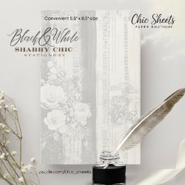 Papelaria de Design Shabby Chic Preto e Branco