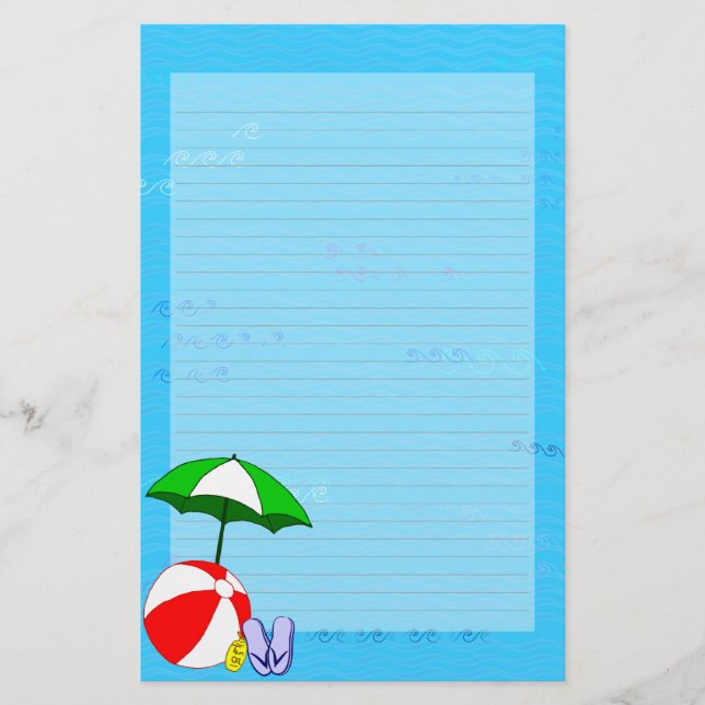 Papelaria de guarda-chuva com Piscina de praia (Frente)