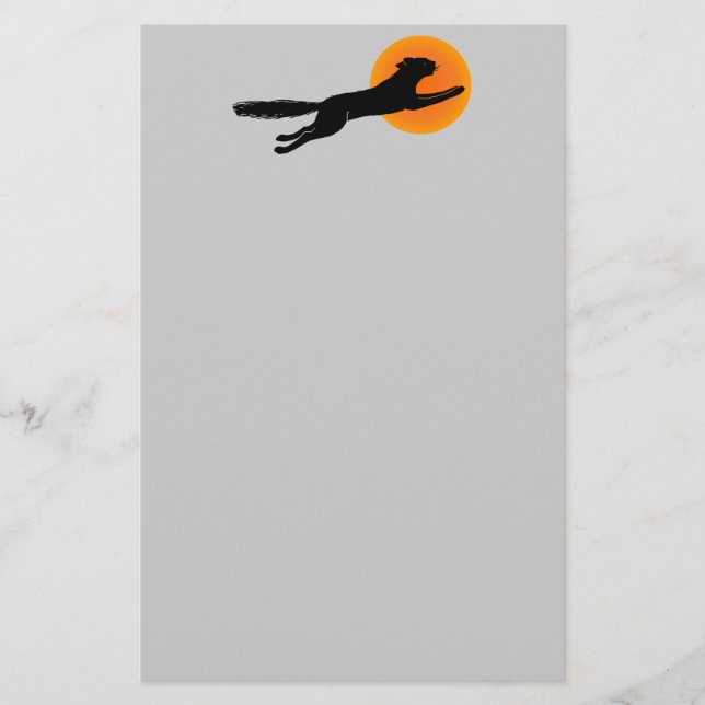 Papelaria de Halloween Gato Preto Lua Laranja (Frente)