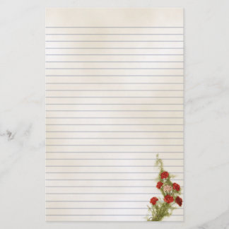 Papelaria de Ilustração Vintage de Cravos Vermelho