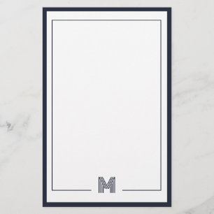 Papelaria de Monograma Minimalista com Borda Dupla