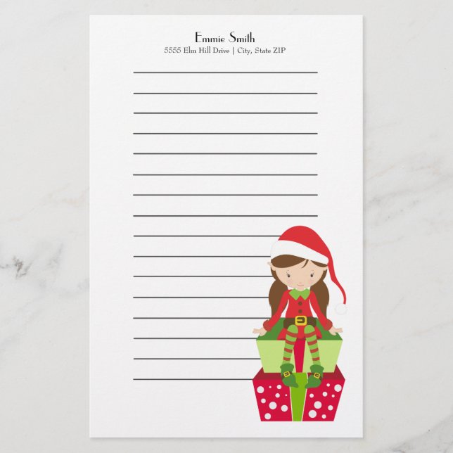 Papelaria de Natal com Linhas Personalizadas com E (Frente)