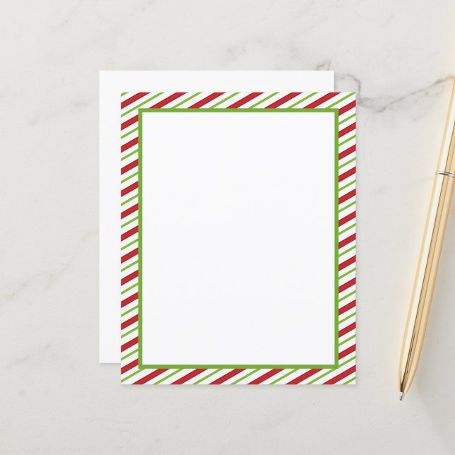 Papelaria de Natal com listras vermelhas e verdes (Frente/Verso In Situ)