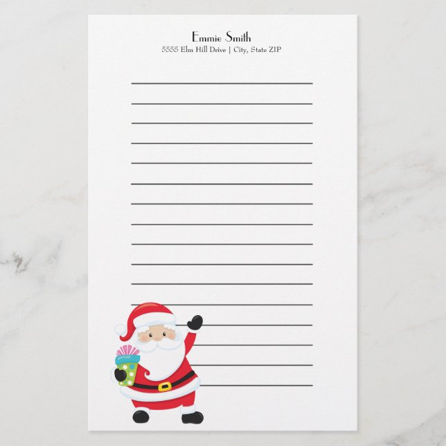Papelaria de Natal Personalizada do Papai Noel com (Frente)