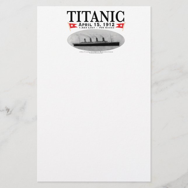 Papelaria de nave fantasma Titanic (Frente)