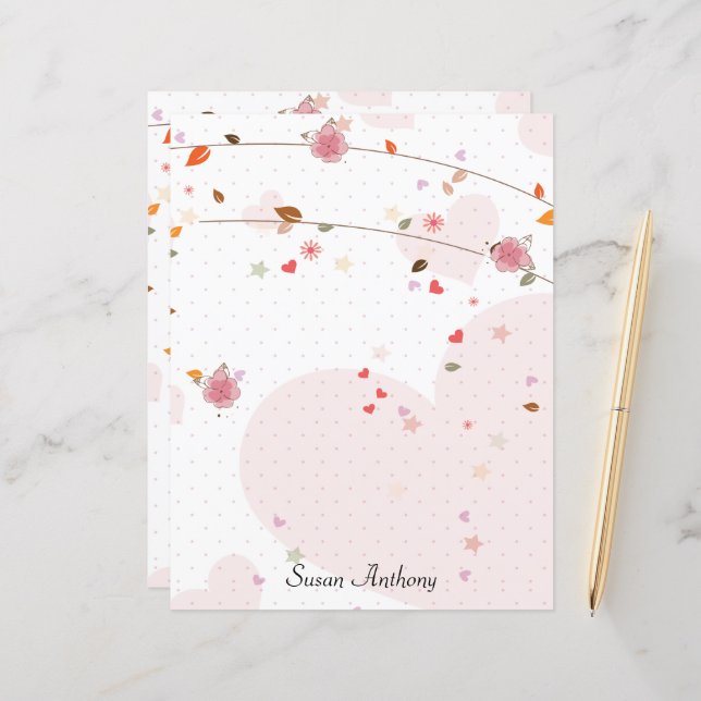 Papelaria de Papel de Carta do Dia dos Namorados (Frente/Verso In Situ)