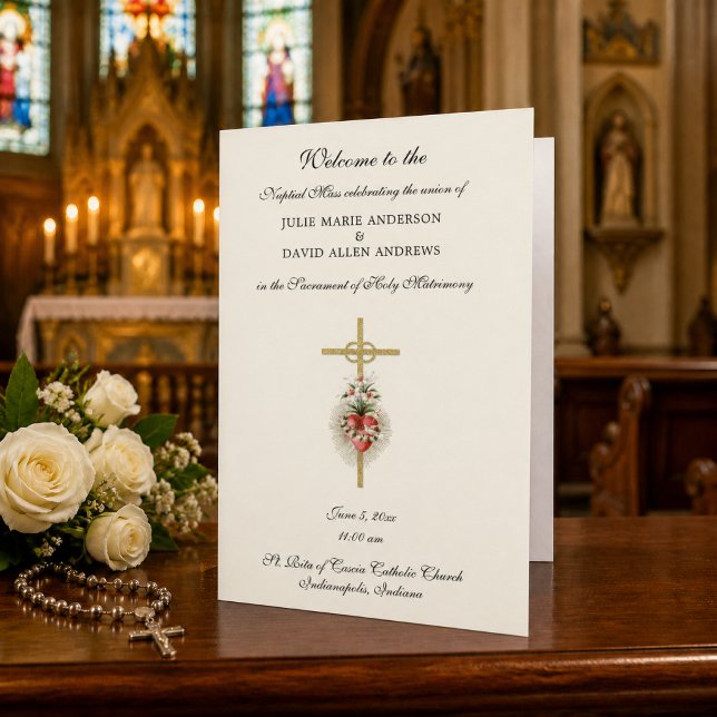 Papelaria de Programa de Casamento Católico Elegan (Criador carregado)