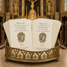 Papelaria de Programa de Casamento Católico Elegan