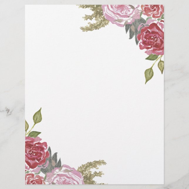 Papelaria de Rosas em Aquarela (Frente)