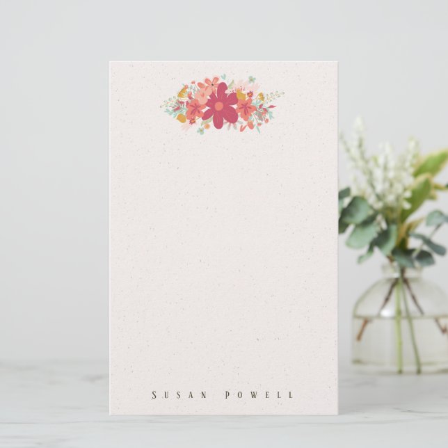 Papelaria de Splash de Flor Rosa Quente Feliz (Em pé/Frente)