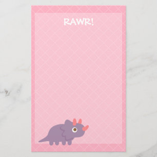 Papelaria de triceratops dinossauro roxo Fofo