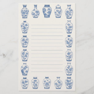 Papelaria de Vaso de Chinoiserie Azul – Lined Eleg