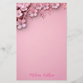 Papelaria Decoração das flores rosa com fundo rosa