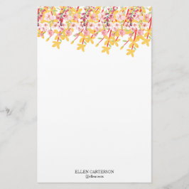Papelaria Delicate Garden Floral Monogram Stationery Paper