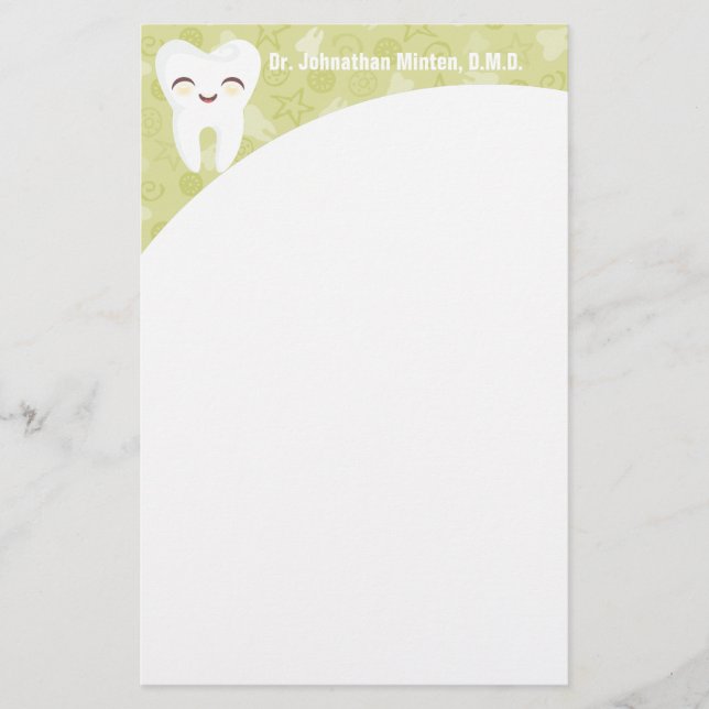 Papelaria Dente bonito - Papel de Carta Personalizado Verde (Frente)