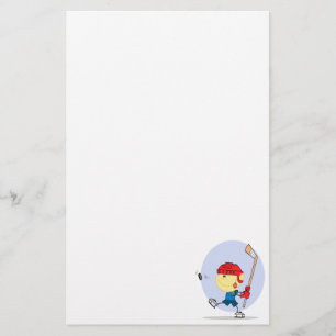Papelaria desenho animado de criança de hóquei fofa