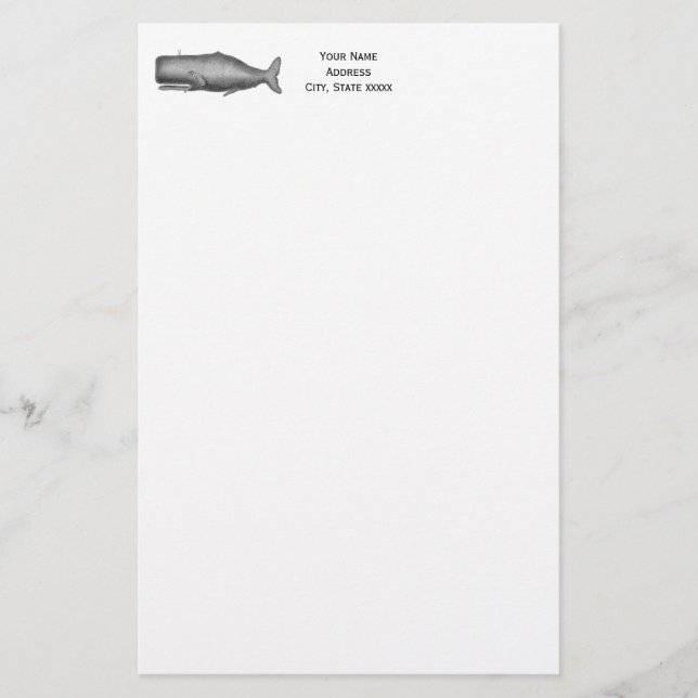 Papelaria Desenho de baleia do século XIX (Frente)