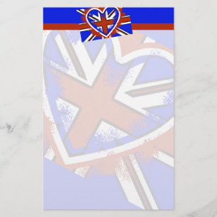Papelaria Desenho de Coração da Bandeira Britânica Legal