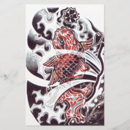 Papelaria Desenho de Tatuagem Koi Vermelho