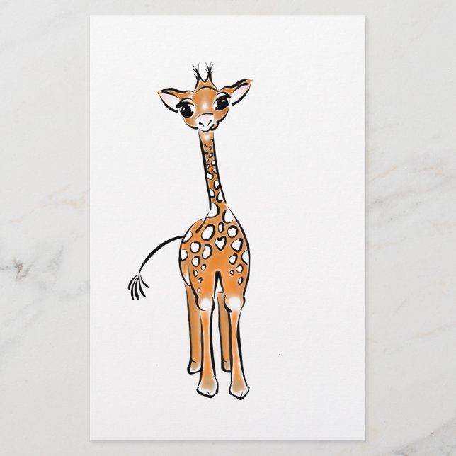 Papelaria Desenho girafa bonito, animais safari (Frente)