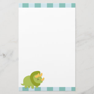 Papelaria Desenho kawaii de Triceratops verde e amarelo