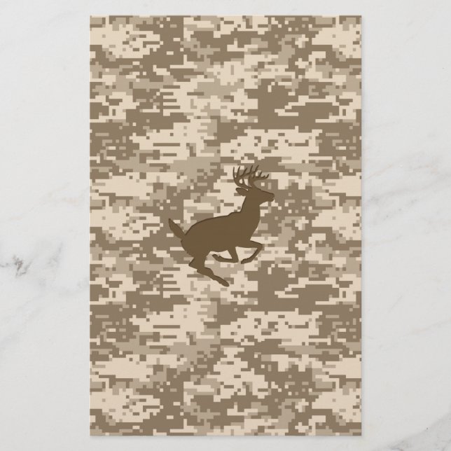 Papelaria Desert Beige Digital Camouflage Deer Camo Patterno (Frente)