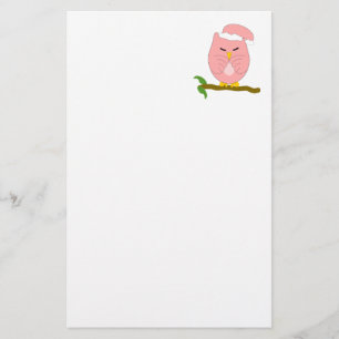 Papelaria Design da Coruja Noturna Rosa