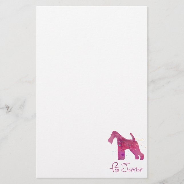 Papelaria Design de Aquarela de Fox Terrier Silhouter (Frente)